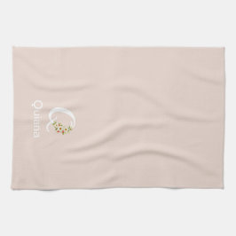 Akvarell botanisk beige initial monogram kökshandduk