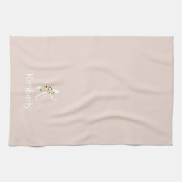 Akvarell botanisk beige initial monogram kökshandduk