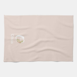 Akvarell botanisk beige initial monogram kökshandduk