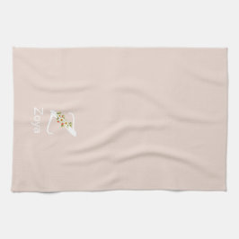 Akvarell botanisk beige initial monogram kökshandduk