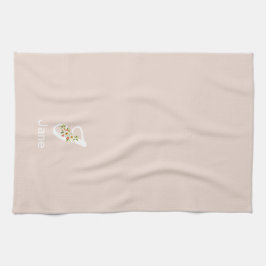 Akvarell botanisk beige initial monogram kökshandduk