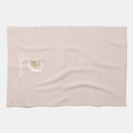 Akvarell botanisk beige initial monogram kökshandduk