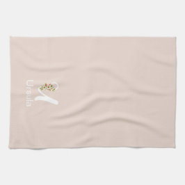 Akvarell botanisk beige initial monogram kökshandduk
