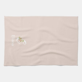 Akvarell botanisk beige initial monogram kökshandduk