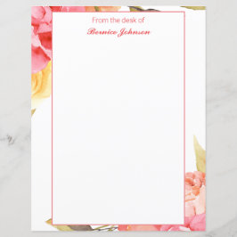 Akvarell Botanisk Blomma Inramad Brevpapper