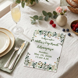 Akvarell Botanisk Blommig Morsdagsbrunch Inbjudningar