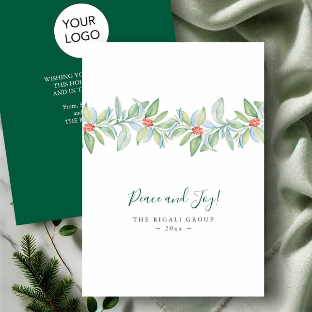 Akvarell Botanisk Järnek och Bär Jul Julkort (Business Christmas cards watercolor botanical art by Victoria Grigaliunas of Do Tell A Belle)