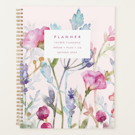 Akvarell Botanisk Pastell Blommig Planerare