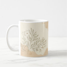 Akvarell Botaniska Löv Grönska Elegant Natur Kaffemugg