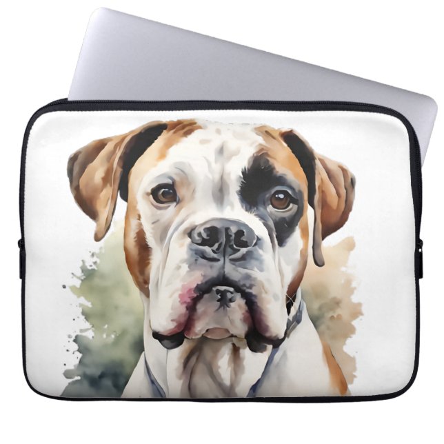 Akvarell Boxer Hund Konst  Laptop Fodral (Framsidan)
