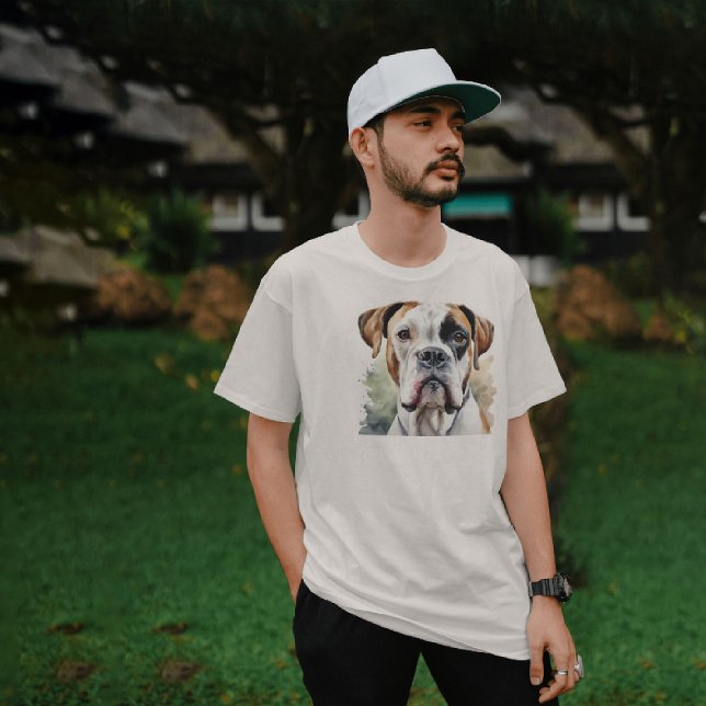 Akvarell Boxer Hund Konst T Shirt (Skapare uppladdad)