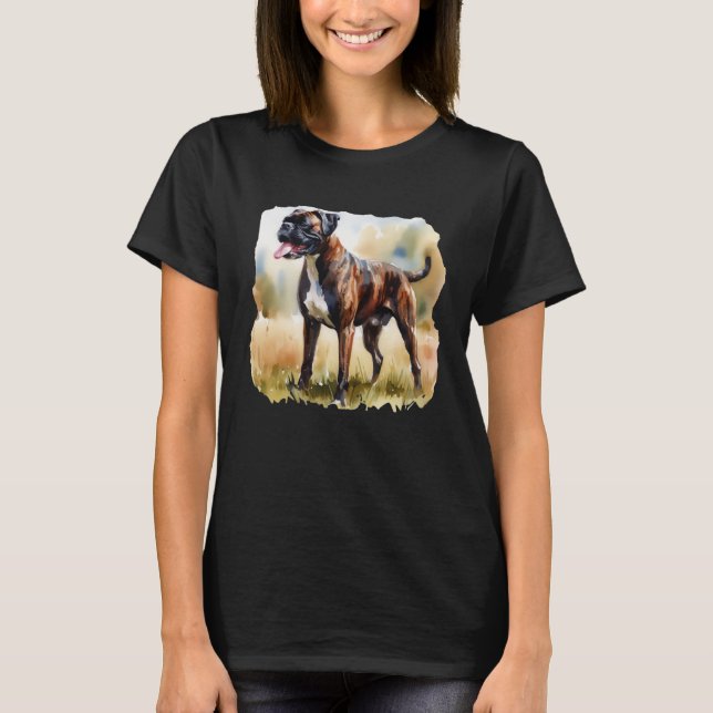 Akvarell Boxer Hund T Shirt (Framsida)