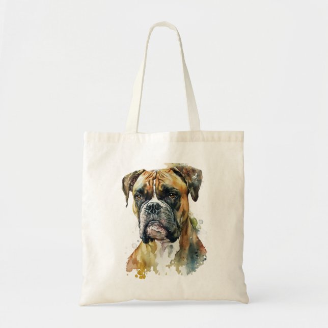 Akvarell Boxer Hund Tygkasse (Framsidan)