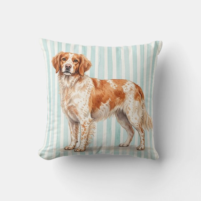 Akvarell Bretagne Spaniel Kudd Kudde (Framsida)