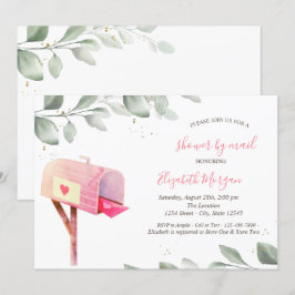 Akvarell brevlåda träd löv virtuell baby shower inbjudningar