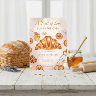 akvarell bröd Bulle i ugnen Baby Shower Inbjudningar