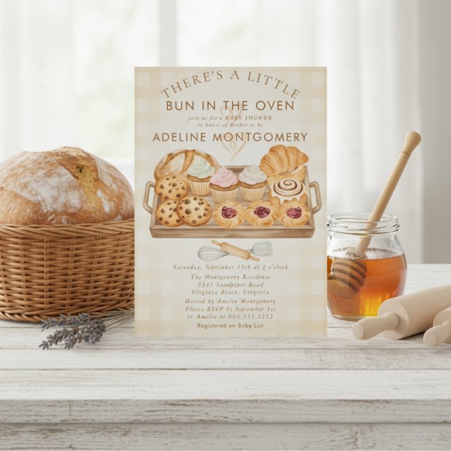 akvarell Bröd i Ugnen Bakery Barnkalas Inbjudningar (Skapare uppladdad)