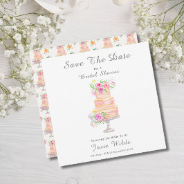 Akvarell Bröllopsdusch Lagad Tårta Med Rosor Spara Datumet