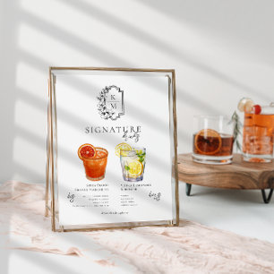 Akvarell Brud & Brudgumms Signaturdryck Poster