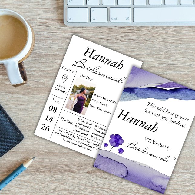 Akvarell Brudtärna Inbjudan Periwinkle Violett (Skapare uppladdad)