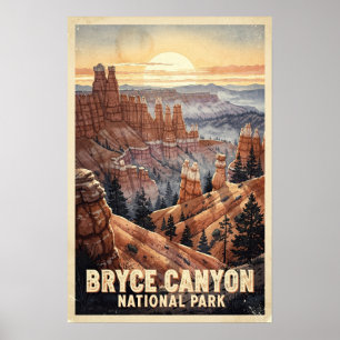 Akvarell Bryce Canyon National Park Retro Poster