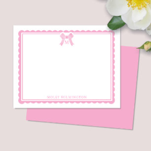 Akvarell Bubble-gum Rosa Rosett Snygg Monogram Anteckningskort