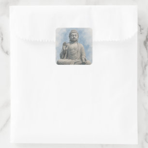 Akvarell Buddha-staty Zen – Andlig dekoration Fyrkantigt Klistermärke