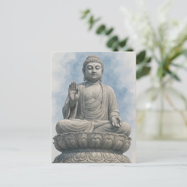 Akvarell Buddha vykort – Zen andlig konst (Stående Fram)