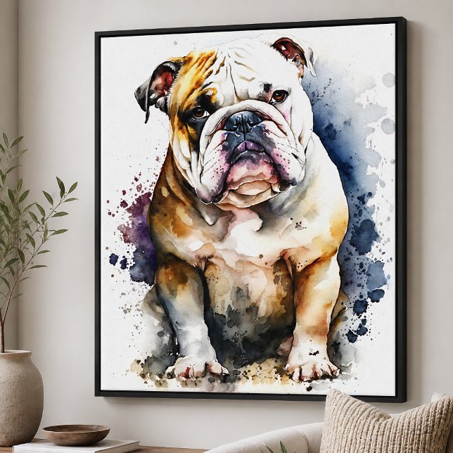 Akvarell Bulldog Canvastryck (Skapare uppladdad)