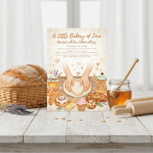 akvarell Bulle i Ugnen Bakery Baby Shower Inbjudningar