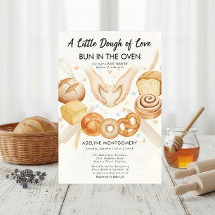 akvarell Bun in the Oven Bakery Baby Shower Inbjudningar