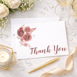 Akvarell burgunder blom tack kort