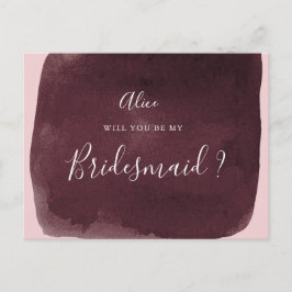 akvarell burgunder tvätt brudtärna Inbjudan