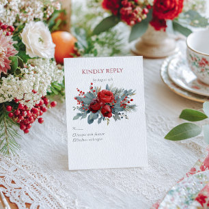 Akvarell Burgundy & Blush Rosor OSA Kort