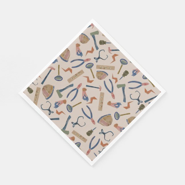 Akvarell Byggverktyg Pappersservetter (Hörn)