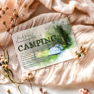 Akvarell Camping Födelsedagsinbjudan Inbjudningar