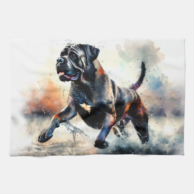 Akvarell Cane Corso hund Kökshandduk (Horisontell)
