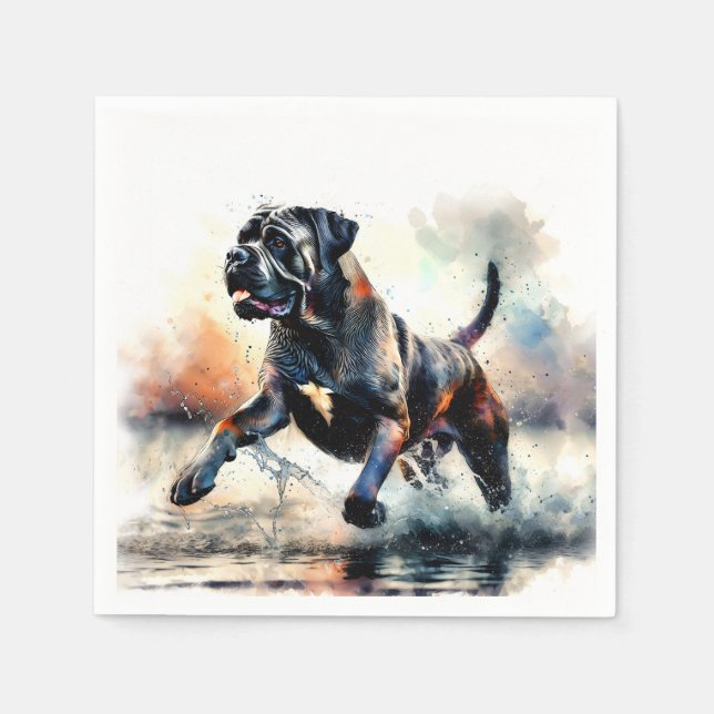 Akvarell Cane Corso hund Pappersservett (Framsidan)