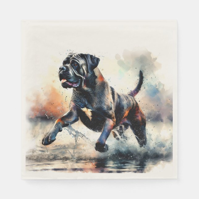 Akvarell Cane Corso hund Pappersservett (Framsidan)