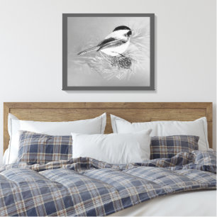 Akvarell Chickadee Fågel Tallkotte Natur Konst Canvastryck