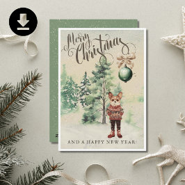 Akvarell Chihuahua Chi Hund Retro Vintage Julkort