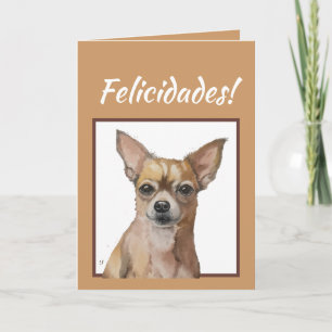 Akvarell Chihuahua, Grattis på födelsedagen! Anpas Kort