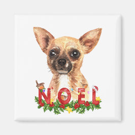 Akvarell Chihuahua Noel jul Magnet