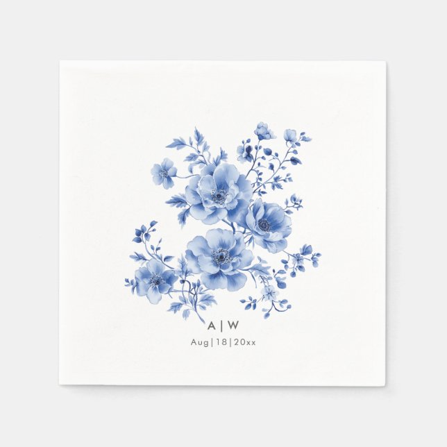 Akvarell Chinoiserie blommig Pappersservett (Framsidan)