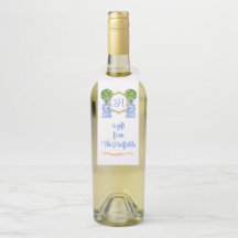 Akvarell Chinoiserie Citrus Topiary Monogram