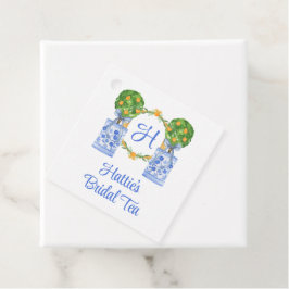 Akvarell Chinoiserie Citrus Trädgårdsmonogram Gåvor Etiketter