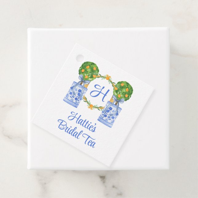 Akvarell Chinoiserie Citrus Trädgårdsmonogram Gåvor Etiketter (På plats)