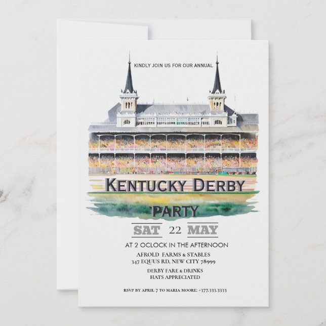 Akvarell Churchill Downs Tvillingtorn Kentucky De Inbjudningar (Framsida)