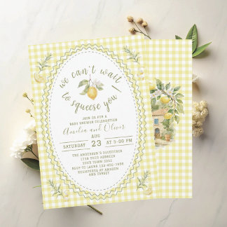 Akvarell ciao bambino citroner baby shower inbjudningar