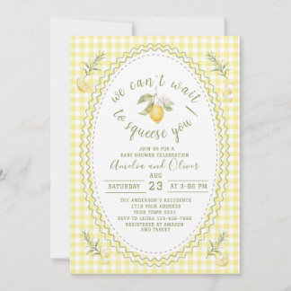 Akvarell ciao bambino citroner baby shower inbjudningar